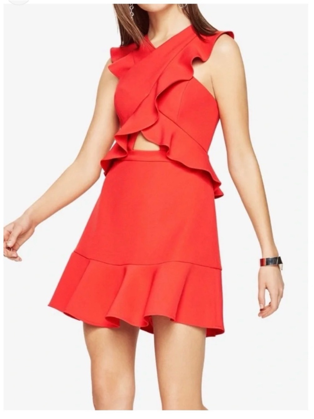BCBG MAXAZRIA (Careen) Red Ruffle Dress – Size 10 – NWT